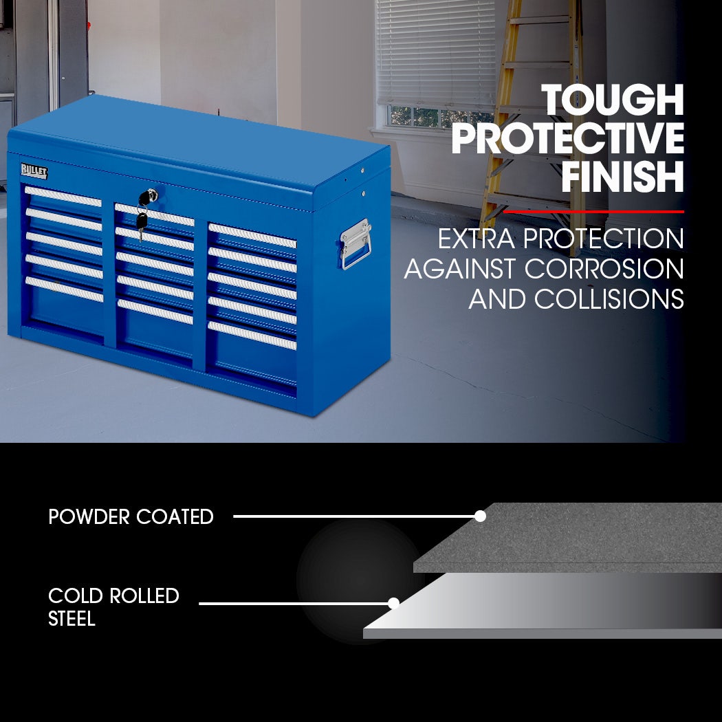 Bullet Tool Box 9 Drawer | Garage Storage Chest & Organiser | Mechanic Workshop Toolbox Set | Blue