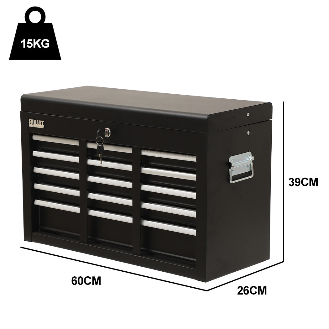 Bullet Pro 9 Drawer Tool Box Chest | Organiser Mechanic Garage Storage Toolbox Set | Black