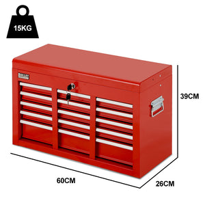 Bullet Pro 9 Drawer Tool Box Chest | Organiser Mechanic Garage Storage Toolbox Set | Red