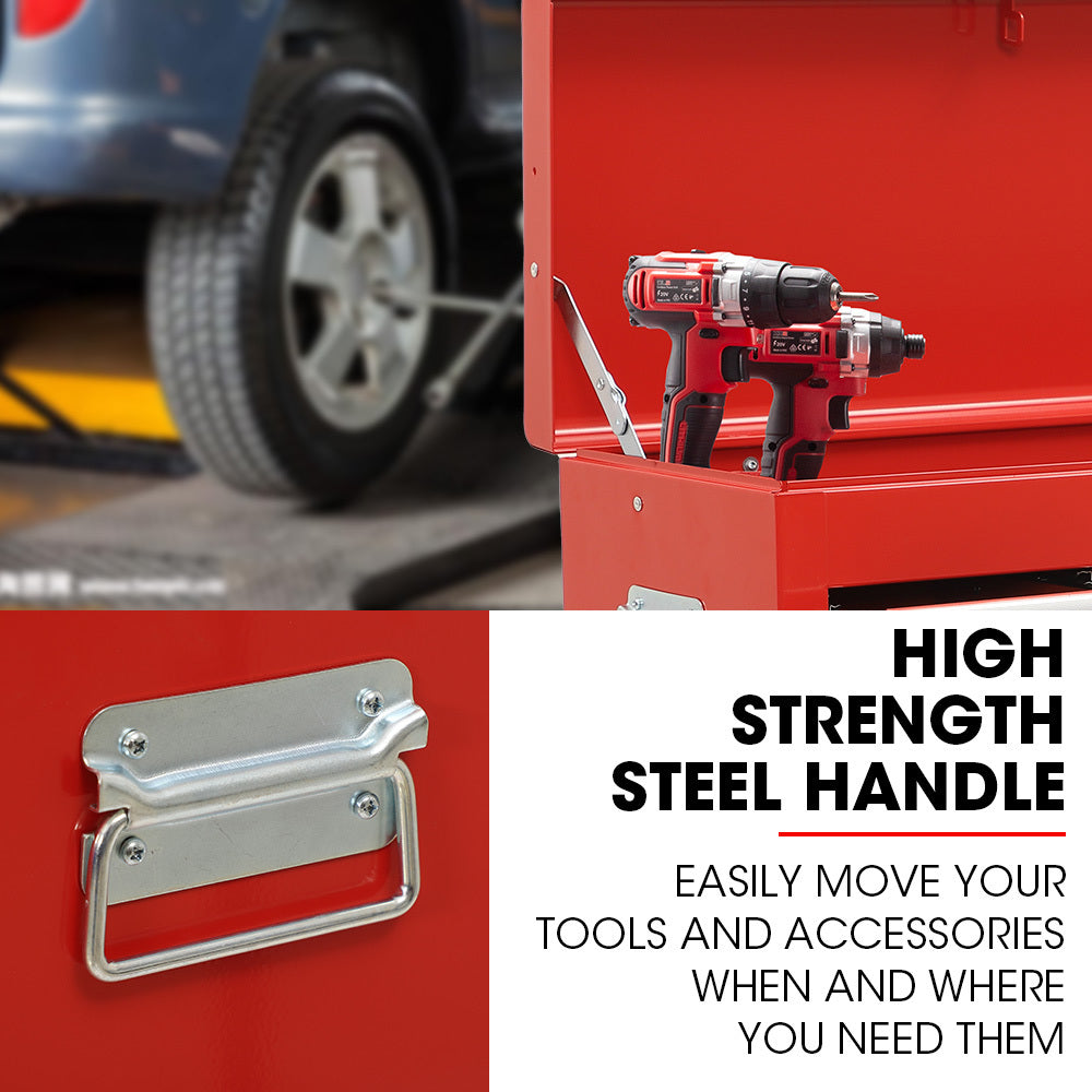 Bullet Pro 9 Drawer Tool Box Chest | Organiser Mechanic Garage Storage Toolbox Set | Red