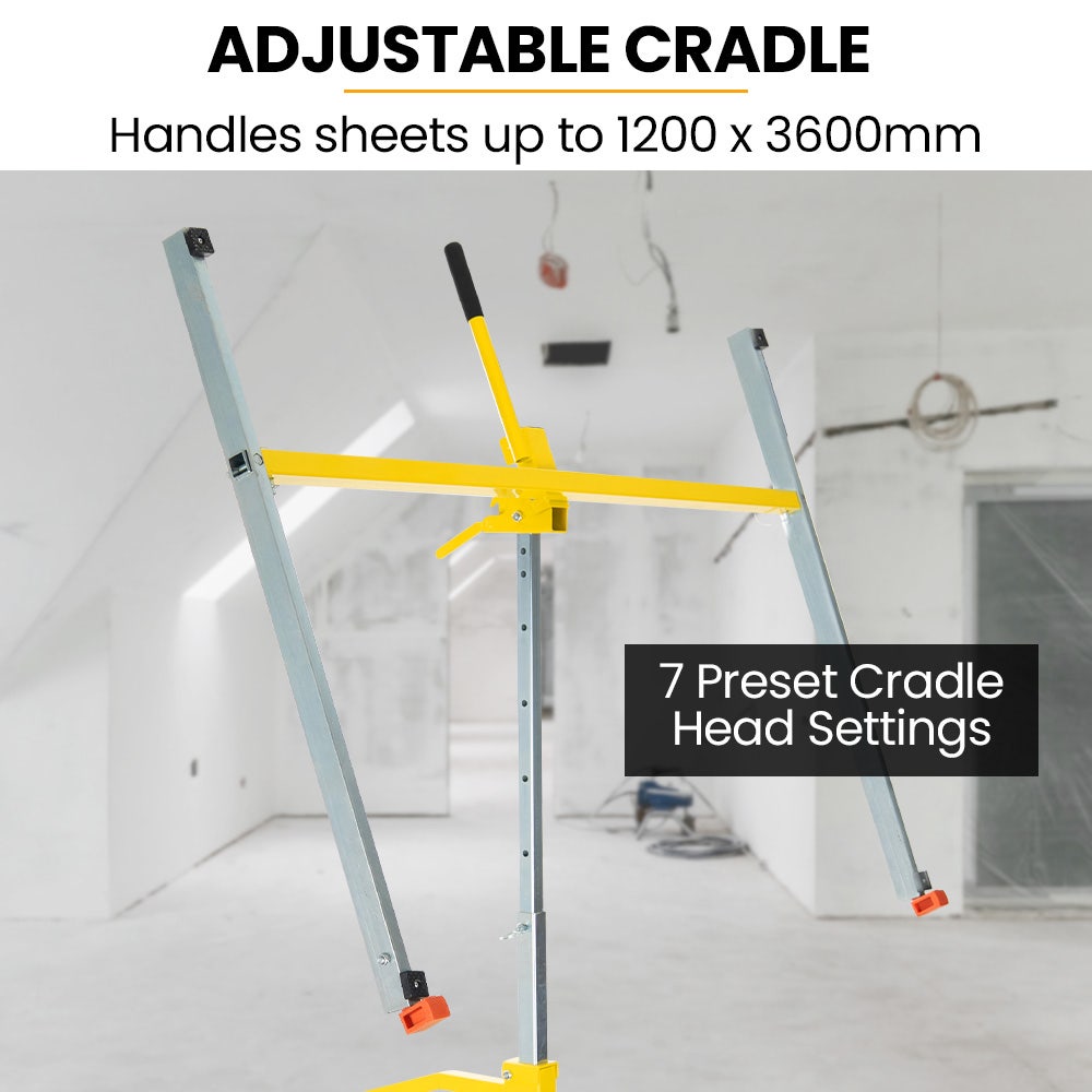 UNIMAC Drywall & Panel Lifter | 1200 x 3600 | 68kg Max | Gyprock Sheet | Galvanised | No-mark Locking Castors
