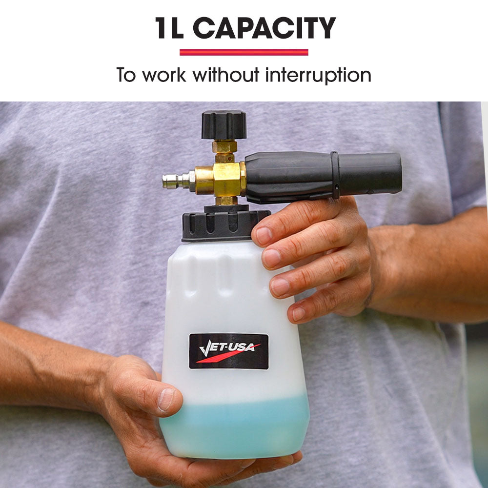 Jet-USA Soap Foam Snow Cannon | 1L Bottle, Works with Petrol & Some Electric Pressure Washers