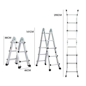 Bullet 2.9m Folding Aluminium Multipurpose Ladder | Workshelf Platform | Spring-Assisted Rapid Safety Lock Adjusters