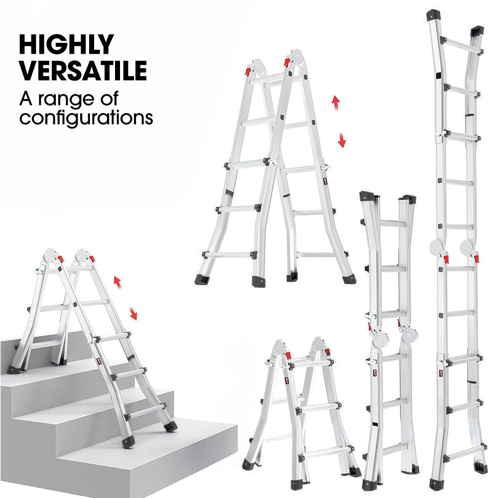 Bullet 2.9m Folding Aluminium Multipurpose Ladder | Workshelf Platform | Spring-Assisted Rapid Safety Lock Adjusters