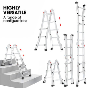 Bullet 2.9m Folding Aluminium Multipurpose Ladder | Workshelf Platform | Spring-Assisted Rapid Safety Lock Adjusters