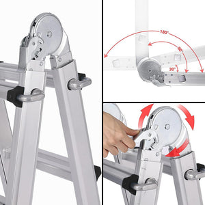 Bullet 2.9m Folding Aluminium Multipurpose Ladder | Workshelf Platform | Spring-Assisted Rapid Safety Lock Adjusters