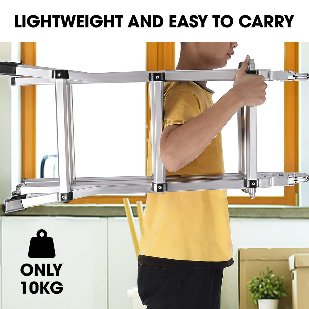 Bullet 2.9m Folding Aluminium Multipurpose Ladder | Workshelf Platform | Spring-Assisted Rapid Safety Lock Adjusters
