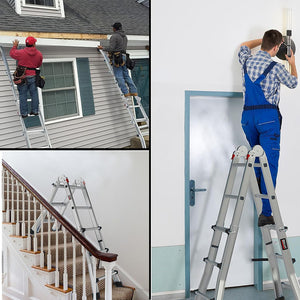 Bullet 2.9m Folding Aluminium Multipurpose Ladder | Workshelf Platform | Spring-Assisted Rapid Safety Lock Adjusters