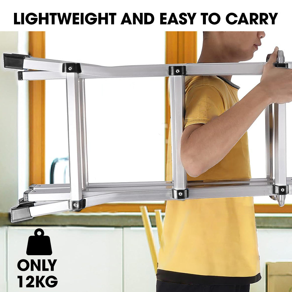 Bullet 4m Folding Aluminium Multipurpose Ladder | Workshelf Platform | Spring-Assisted Rapid Safety Lock Adjusters