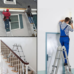 Bullet 4m Folding Aluminium Multipurpose Ladder | Workshelf Platform | Spring-Assisted Rapid Safety Lock Adjusters