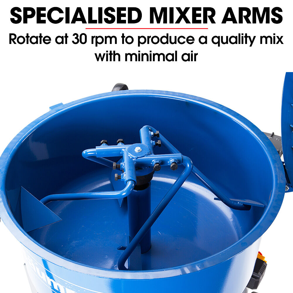 BAUMR-AG 120L Forced Action Pan Mixer | 1500W Electric Direct Drive Motor | Mortar Screed Resin Cement Mixer | 10 Inch Solid Rubber Wheels