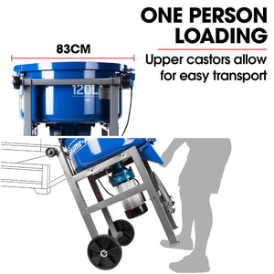 BAUMR-AG 120L Forced Action Pan Mixer | 1500W Electric Direct Drive Motor | Mortar Screed Resin Cement Mixer | 10 Inch Solid Rubber Wheels