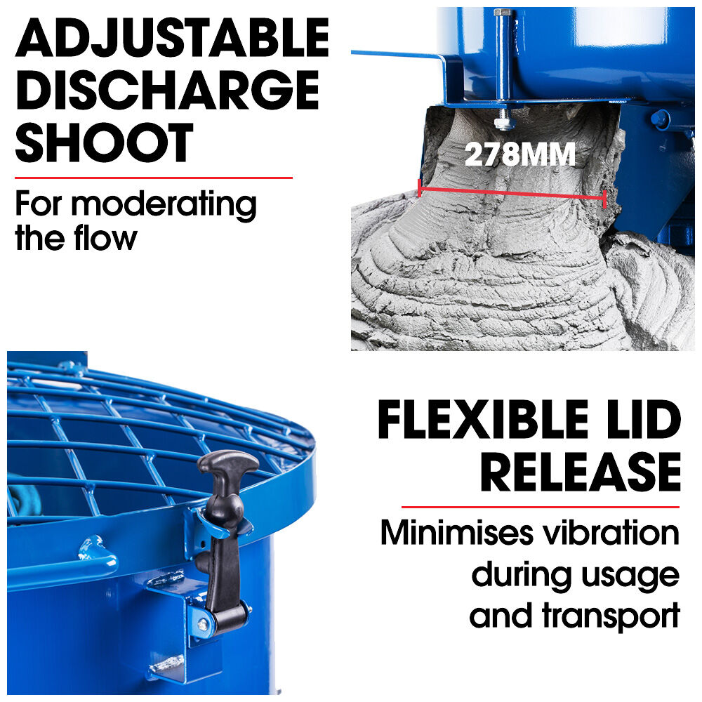 BAUMR-AG 120L Forced Action Pan Mixer | 1500W Electric Direct Drive Motor | Mortar Screed Resin Cement Mixer | 10 Inch Solid Rubber Wheels