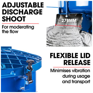 BAUMR-AG 120L Forced Action Pan Mixer | 1500W Electric Direct Drive Motor | Mortar Screed Resin Cement Mixer | 10 Inch Solid Rubber Wheels