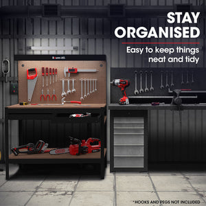Baumr-AG | Steel Garage Workbench | LED Lights | Pegboard Tool Storage | Workshop Table