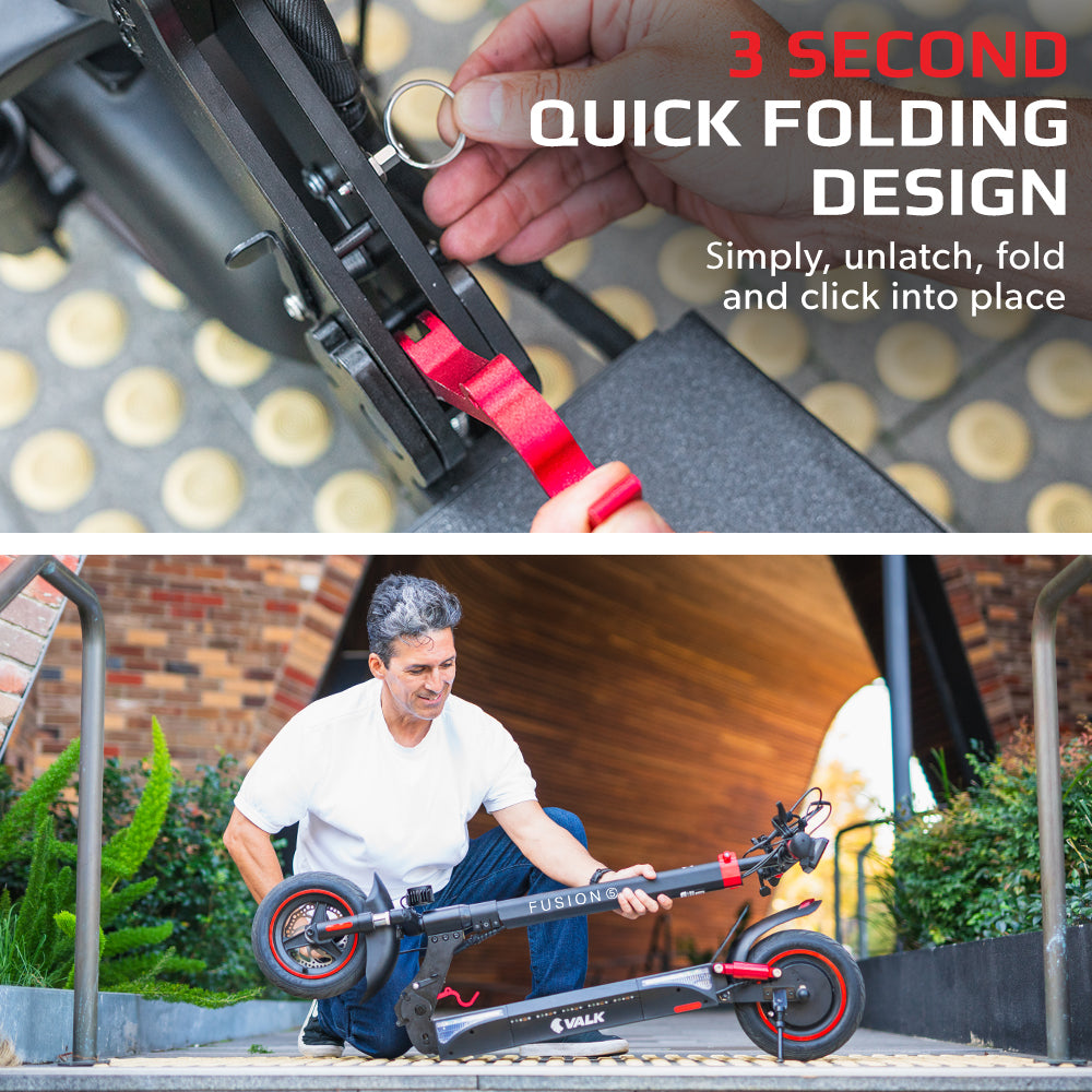 VALK Fusion 5 | Electric Scooter | 500W | 48V 13Ah Lithium | 50km Range | 40km/h | Quad Shocks | 10 Inch Tyres