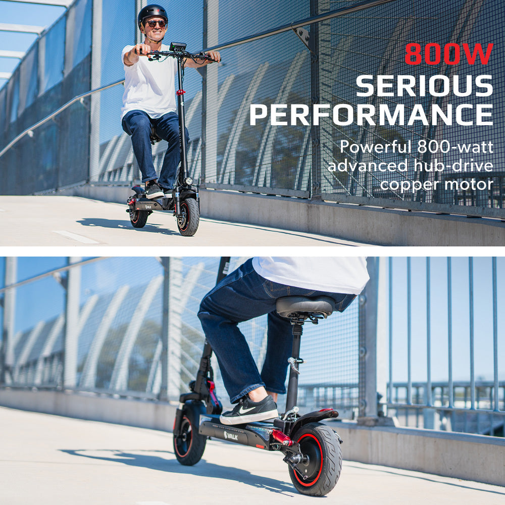 VALK Fusion 7 | Electric Scooter with Seat Option | 800W | 48V 13Ah Lithium | 50km Range | Quad Shocks | 10 Inch Tyres