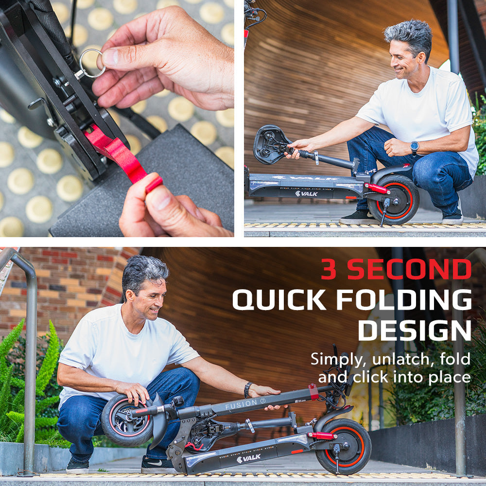 VALK Fusion 7 | Electric Scooter with Seat Option | 800W | 48V 13Ah Lithium | 50km Range | Quad Shocks | 10 Inch Tyres