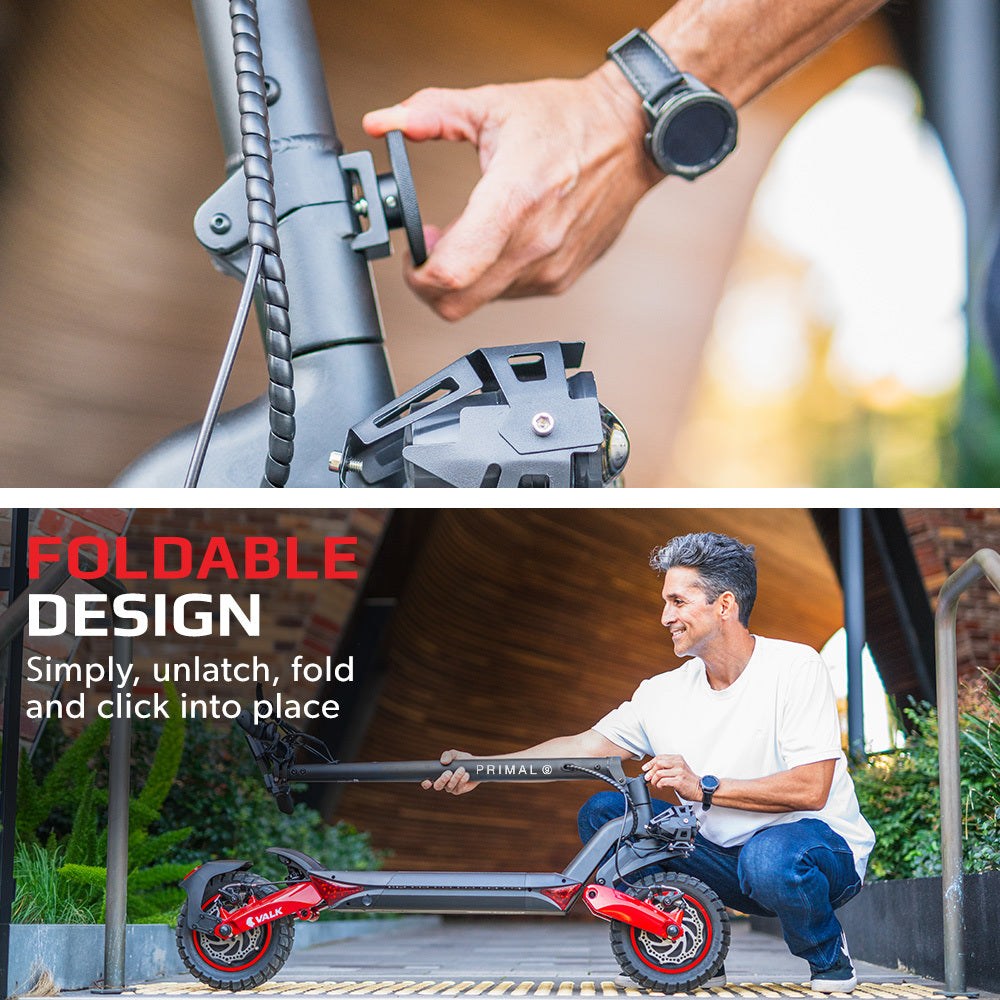 VALK Primal 9 | Dual Motor | 1600W Extreme Hill Climbing Electric Scooter | Black/Red