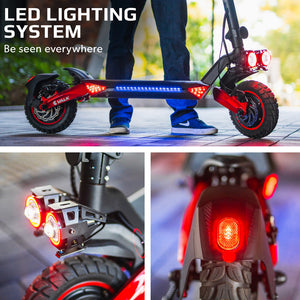 VALK Primal 9 | Dual Motor | 1600W Extreme Hill Climbing Electric Scooter | Black/Red