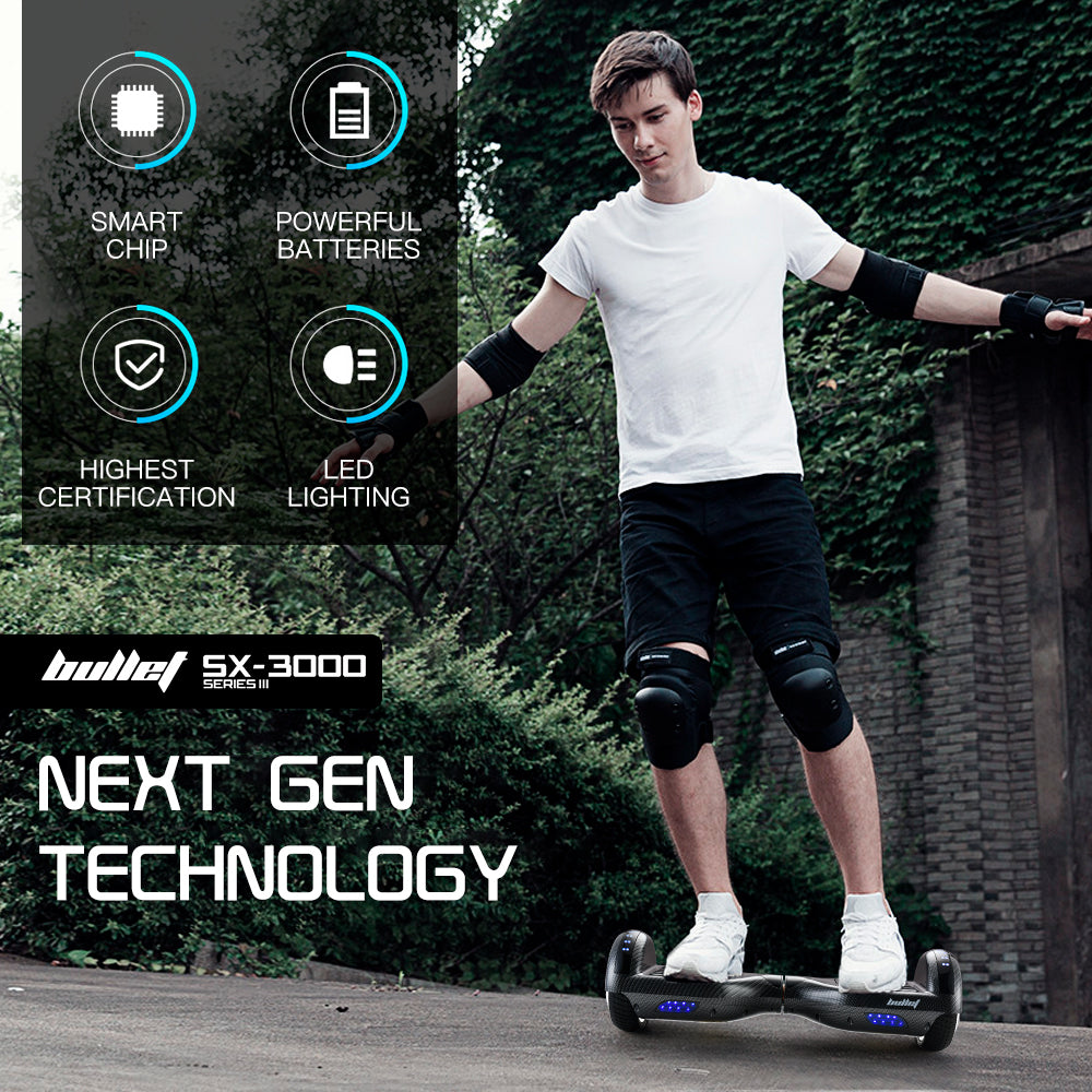 Hoverboard Electric Scooter - 6.5 Inch Wheels, Self-Balancing, Gen III Carbon Fiber Style by BULLET