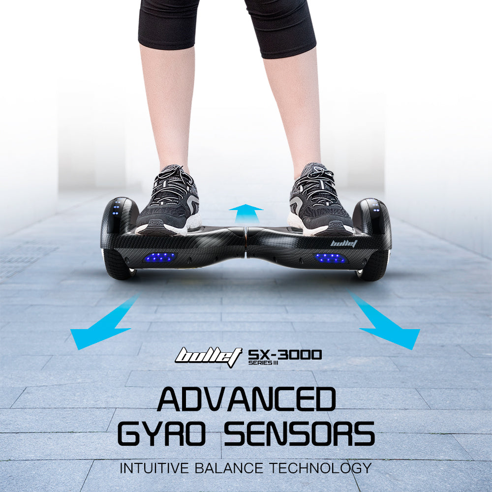 Hoverboard Electric Scooter - 6.5 Inch Wheels, Self-Balancing, Gen III Carbon Fiber Style by BULLET