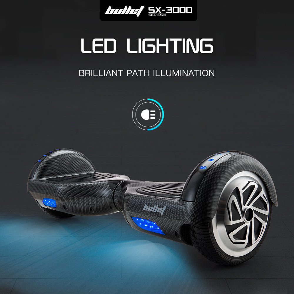 Hoverboard Electric Scooter - 6.5 Inch Wheels, Self-Balancing, Gen III Carbon Fiber Style by BULLET