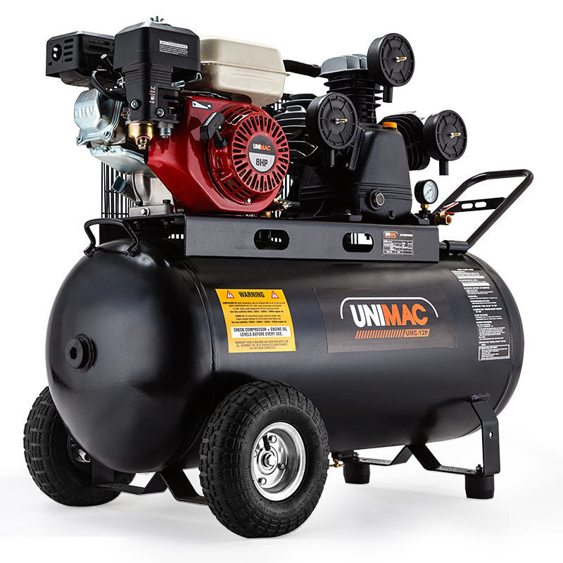 UNIMAC Petrol Air Compressor | 8HP | 115PSI | 120L Tank | Industrial Use