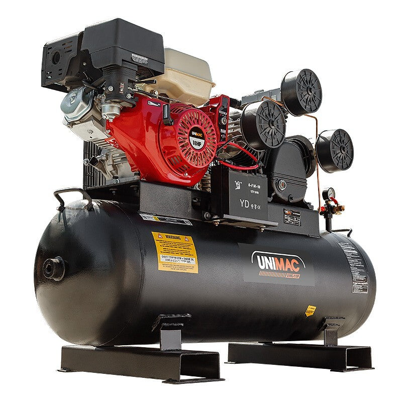 UNIMAC Industrial Petrol Air Compressor | 18HP | 115PSI | 150L Tank | Electric Key Start
