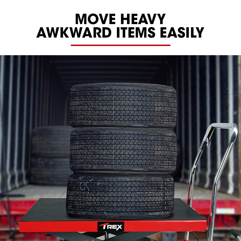 T-REX Scissor Lift Platform Trolley | 230KG Capacity | Hydraulic | Non-Skid Rubber Pad