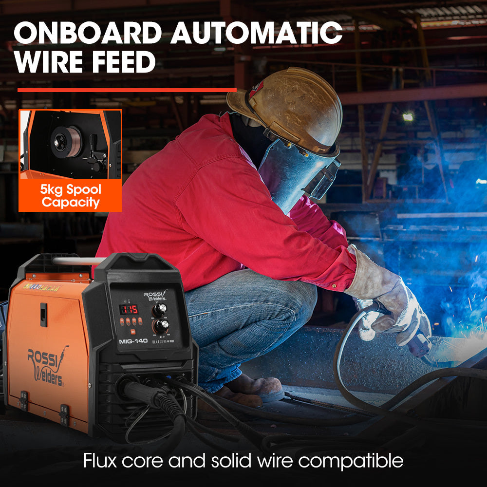 Rossi 140A Multi-Purpose Welder | MIG/MAG/MMA/ARC/TIG | Flux/Solid Wire | CO2 or Argon Gas Compatible