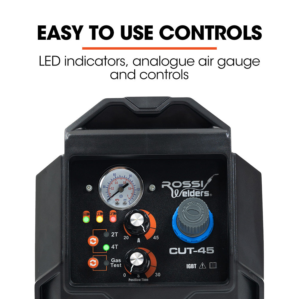 ROSSI Plasma Cutter | 45A | Non-Touch Pilot ARC | Cuts Painted & Rusty Metal | DC Inverter