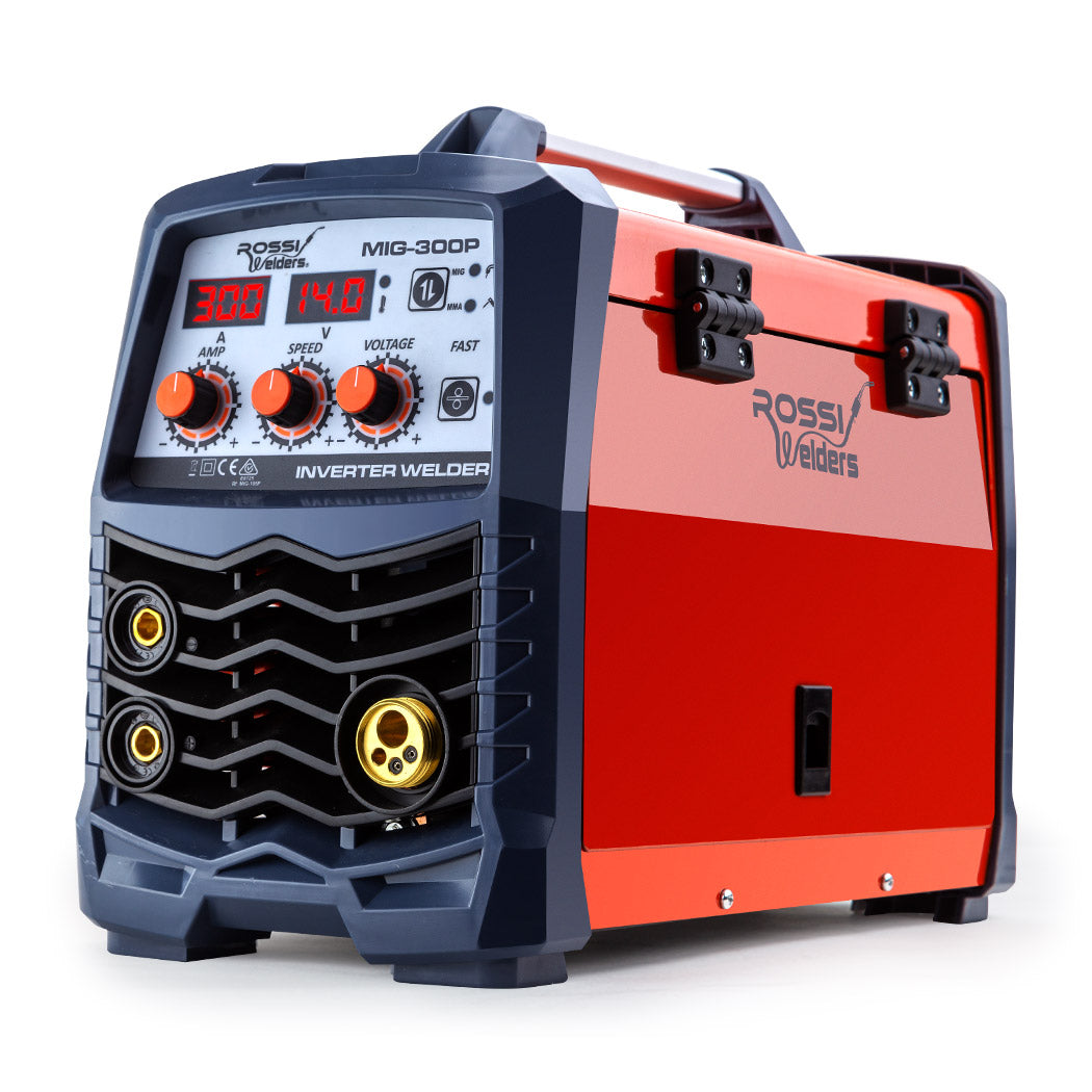 Rossi 300A MIG Stick Welder | Portable DC Gas Gasless Inverter Welding Machine | 15A Plug