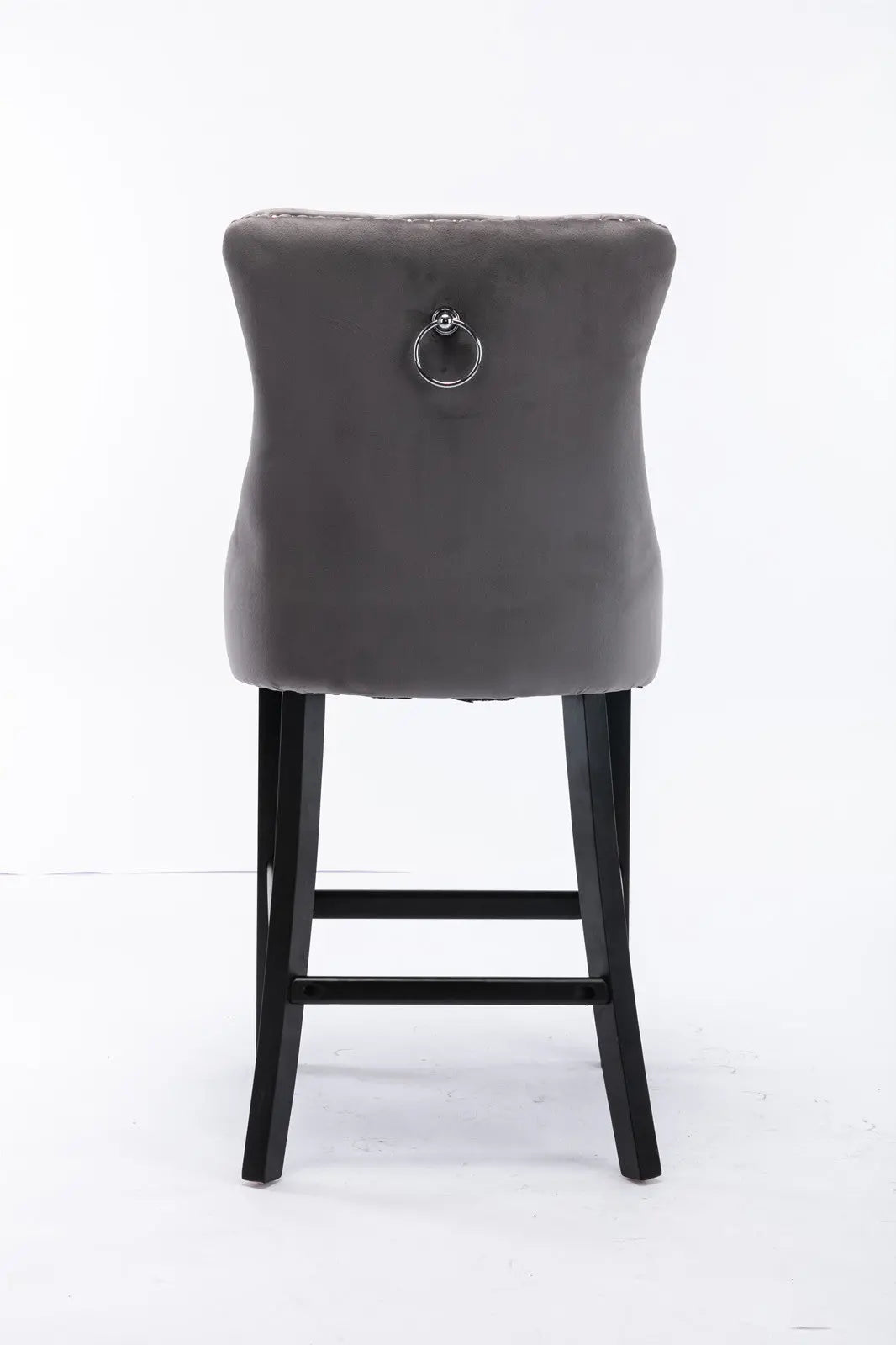 4x Velvet Bar Stools | Studs Trim | Wooden Legs | Tufted Dining Chairs | Kitchen