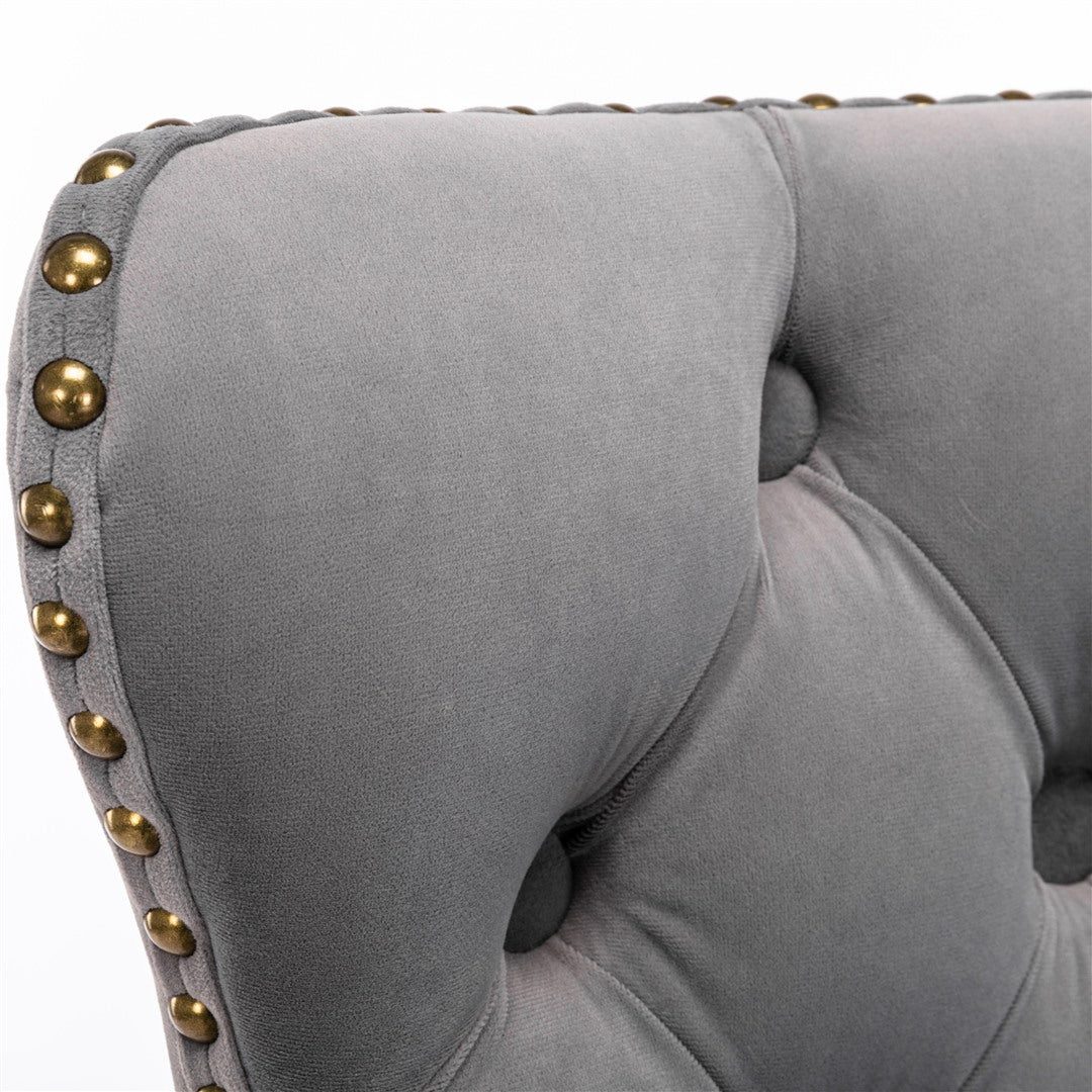 4x Height Adjustable Swivel Bar Stool | Velvet Nailhead Barstool | with Footrest