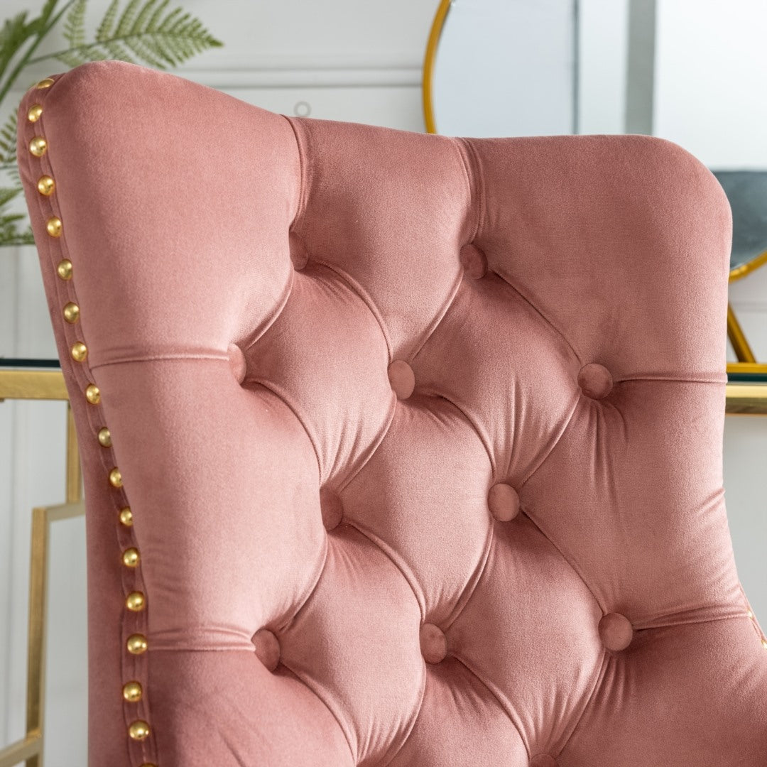 Velvet Home Office Chair | Pink