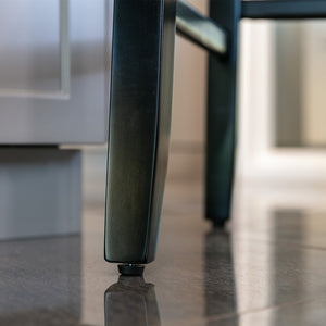 2x Velvet Upholstered Button Tufted Bar Stools | with Wood Legs and Studs | Beige