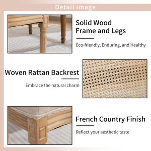 AADEN 6x Rattan Dining Chairs | Solid Wood Legs | Beige