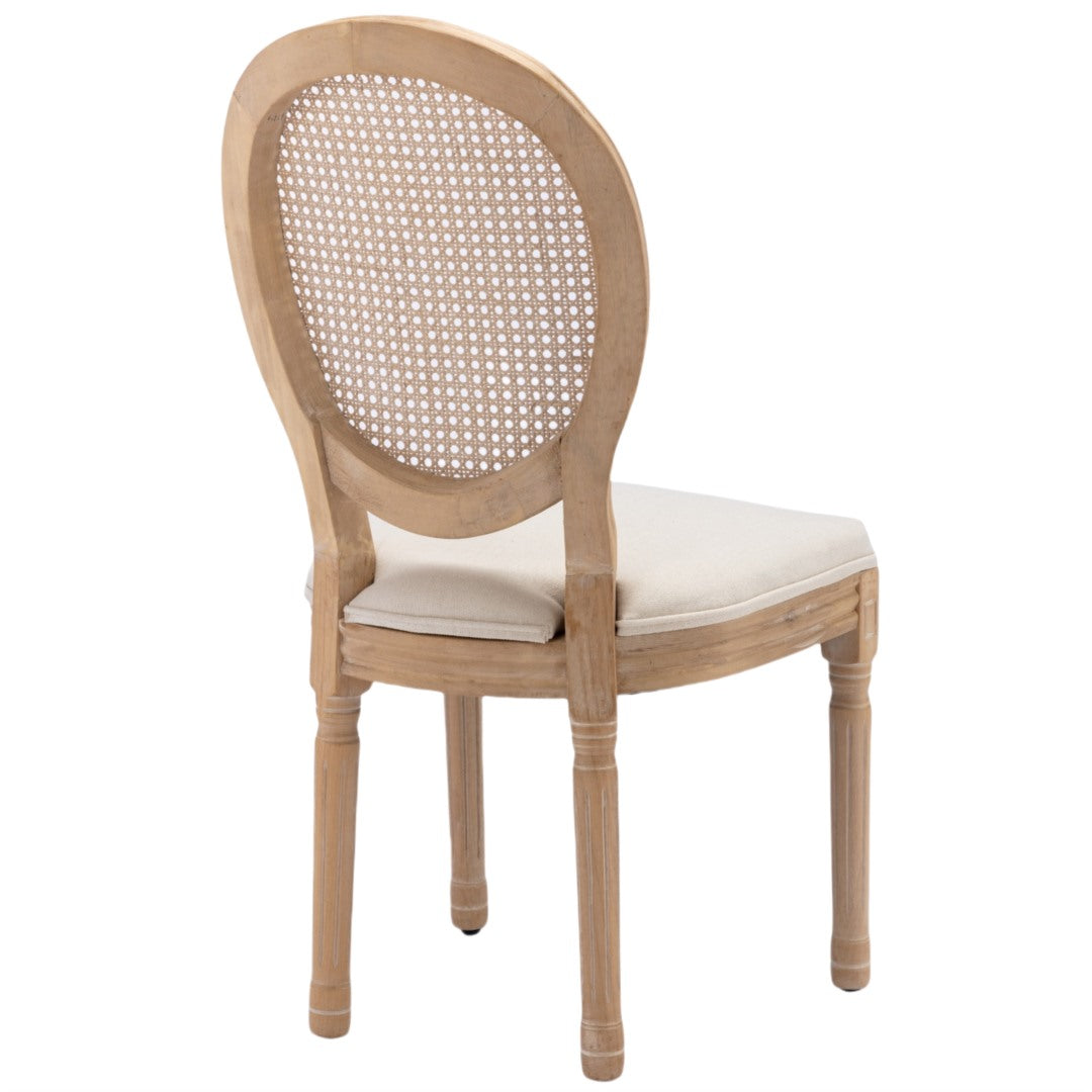 AADEN 6x Rattan Dining Chairs | Solid Wood Legs | Beige