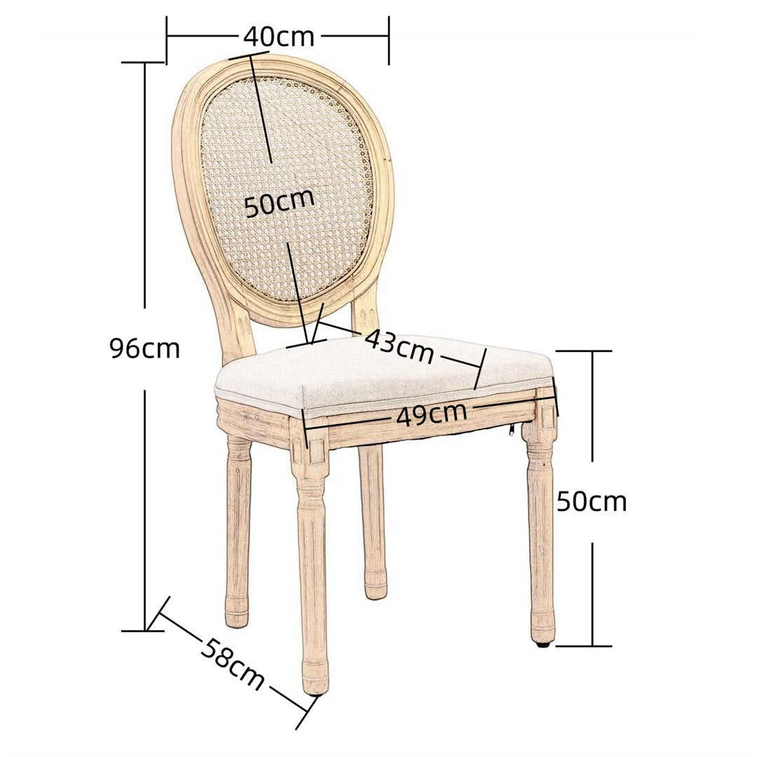 AADEN 4x Rattan Dining Chairs | Solid Wood Legs | Grey