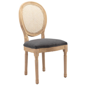 AADEN 4x Rattan Dining Chairs | Solid Wood Legs | Grey