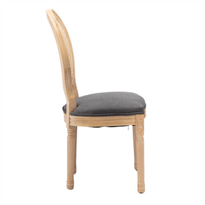 AADEN 4x Rattan Dining Chairs | Solid Wood Legs | Grey