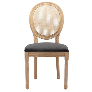 AADEN 4x Rattan Dining Chairs | Solid Wood Legs | Grey