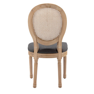 AADEN 4x Rattan Dining Chairs | Solid Wood Legs | Grey