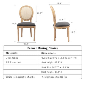 AADEN 6x Rattan Dining Chairs | Solid Wood Legs | Grey
