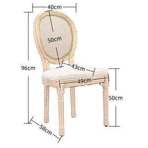 AADEN 6x Rattan Dining Chairs | Solid Wood Legs | Grey