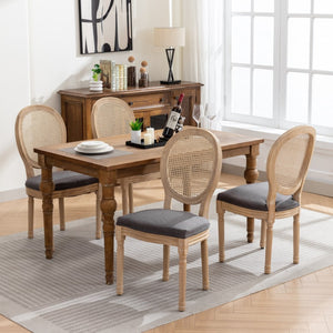 AADEN 6x Rattan Dining Chairs | Solid Wood Legs | Grey
