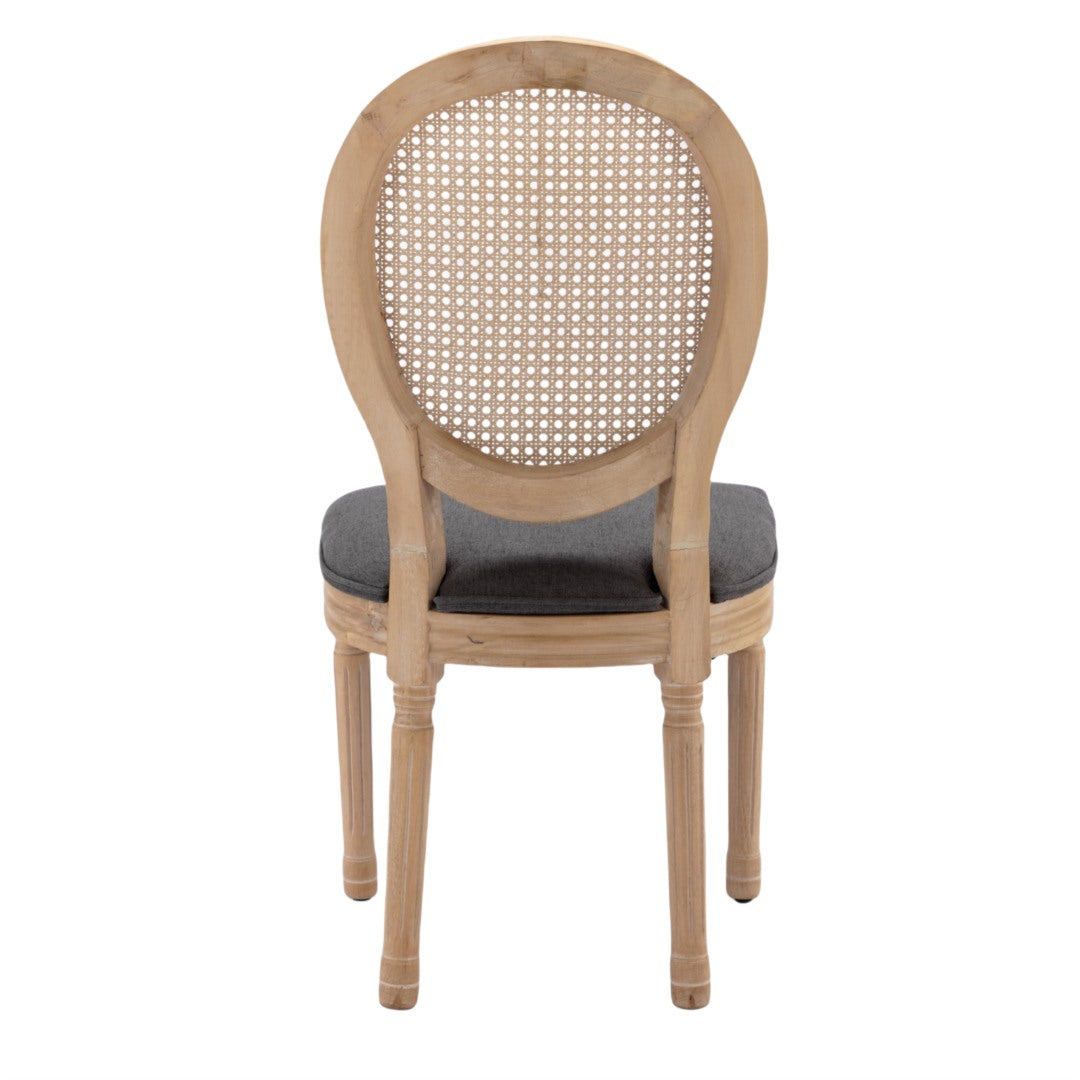 AADEN 6x Rattan Dining Chairs | Solid Wood Legs | Grey