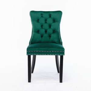 4x Velvet Dining Chairs | Green