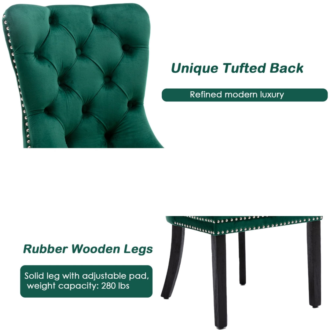 4x Velvet Dining Chairs | Green